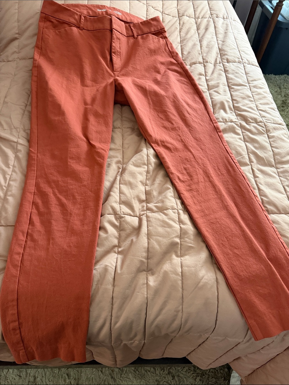 Womens Slim Dress Pants in Terracotta Orange